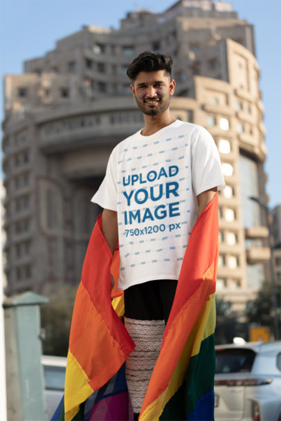 Placeit Mockup Featuring A Happy Man Wearing A Crewneck T Shirt For A Gay Pride Parade