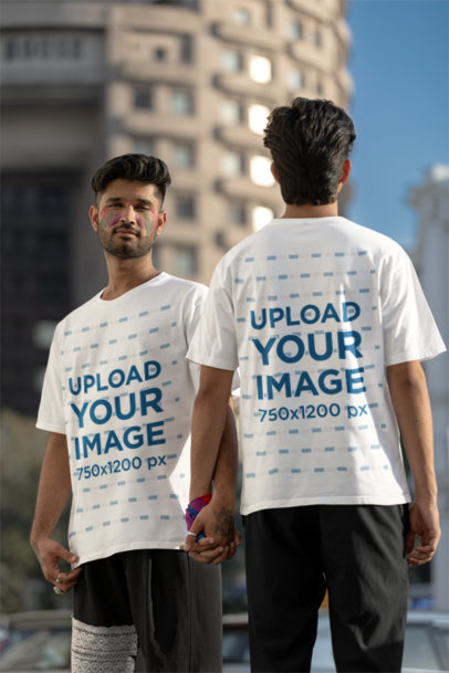 Placeit Blinkstore Tee Mockup Of Two Men Holding Hands To Celebrate Gay Pride Month