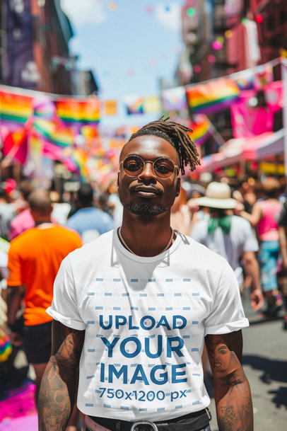 Placeit Mockup Of A Man Wearing A Round Neck Tee In A Gay Pride Parade