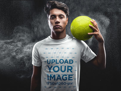 Custom Soccer Jerseys - Man Holding a Ball on his Shoulder