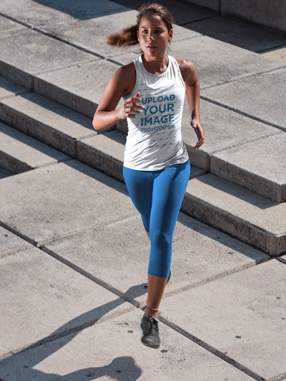 Download Placeit Tank Top Mockup Of A Woman Running By A Bay