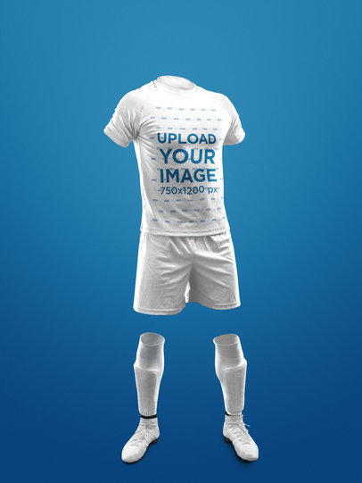 Custom Soccer Jerseys - Invisible Model Standing Against a Solid Background