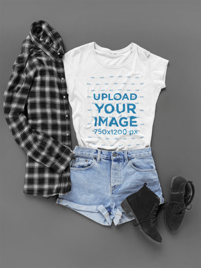 Download Placeit Flat Lay T Shirt Mockup Of A Hipster Outfit