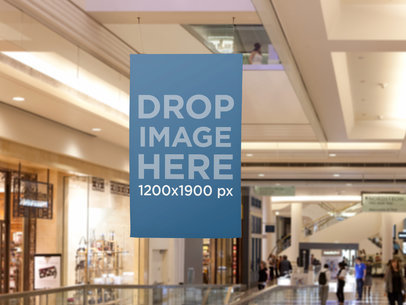 Download Placeit Poster Mockup Hanging Ad On The Ceiling At The Mall Yellowimages Mockups