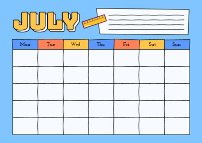 Placeit - Monthly Calendar Template for an Elementary Teacher with a ...