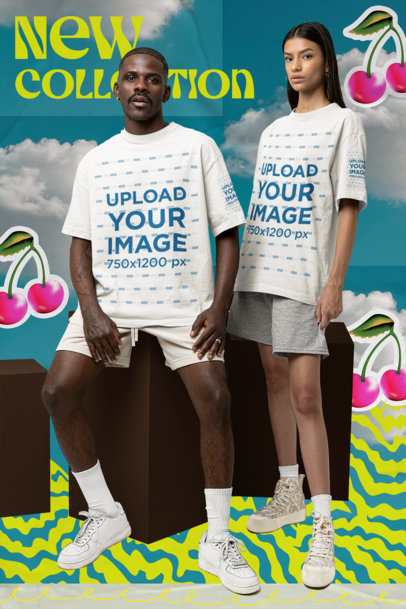 Placeit T Shirt Mockup Featuring a Man and a Woman for a New