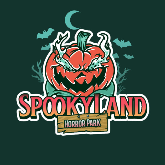 Placeit Horror Themed Park Logo Maker Featuring a Scary Pumpkin Graphic