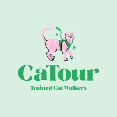 Placeit - Illustrated Logo Maker for a Trained Cat Walker