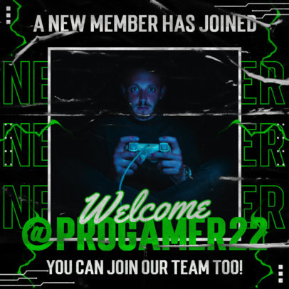Placeit - Gaming-Themed Instagram Post Maker to Welcome a New Member