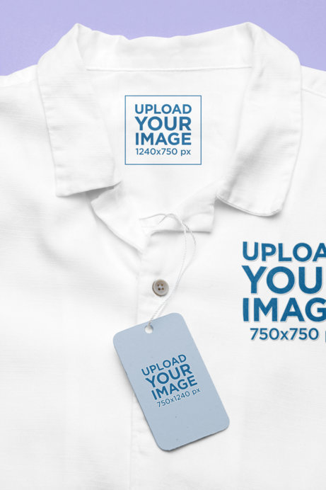 Placeit - Button Up Shirt Mockup Featuring a Rectangular Brand Tag and ...
