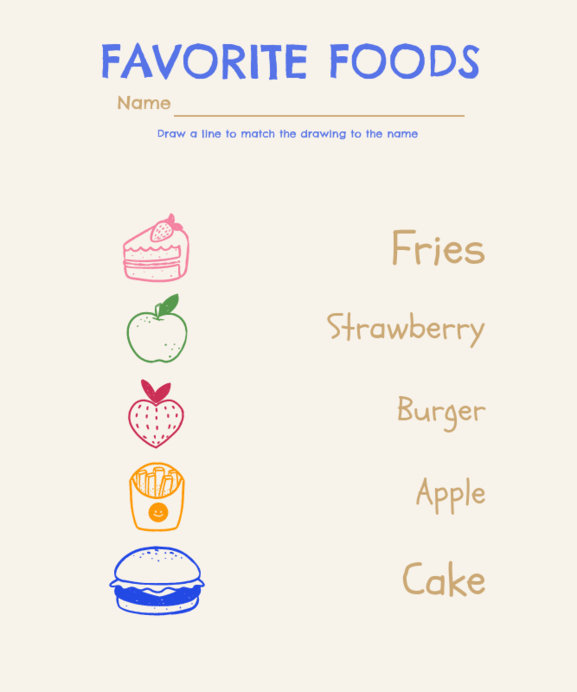 Placeit - Colorful Worksheet Template Featuring Food Graphics for ...