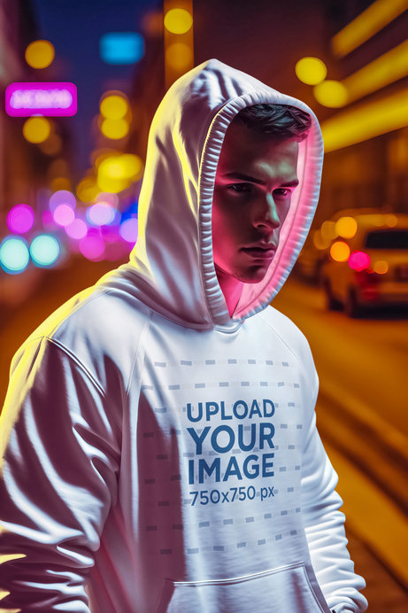 Placeit - AI-Generated Mockup of a Man in a Pullover Hoodie Posing on