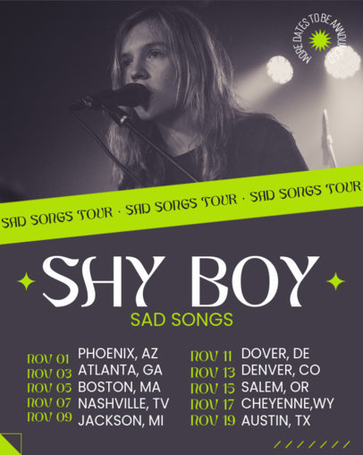 Placeit - Instagram Post Generator Promoting a Musician's Concert Dates