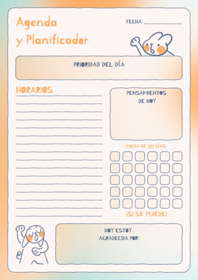 Placeit - Planner Design Template with Colorful Cartoons for Kids with ADHD