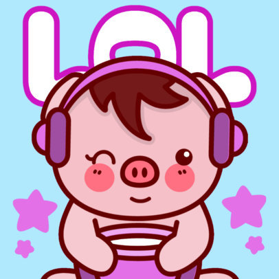 Placeit - Twitch Emote Design Template with an Adorable Piggie Illustration