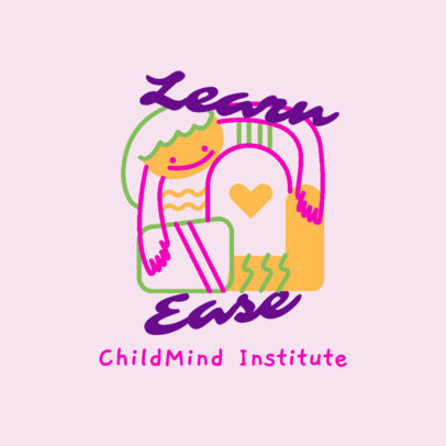 Placeit - Children Institute Logo Template with a Happy Character