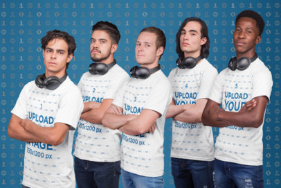 Placeit Side Shot T Shirt Mockup Of An Esports Team With Headphones