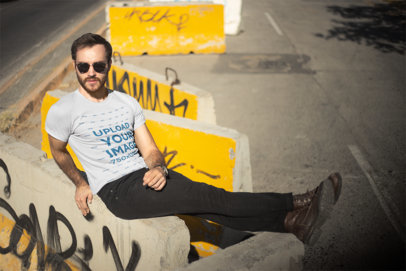 T-Shirt Mockups at an Urban Scenery