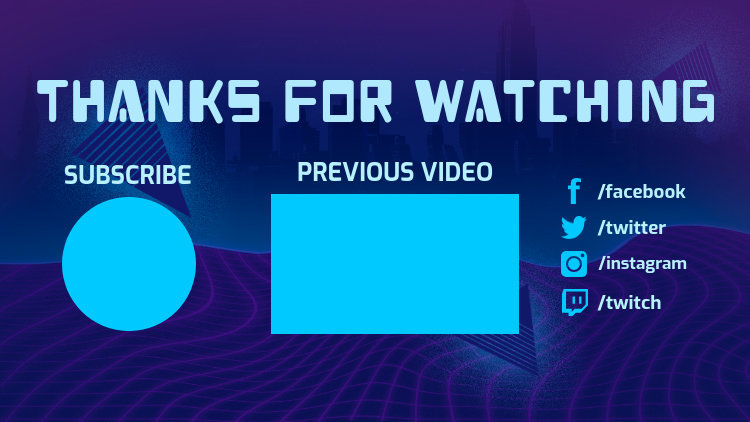 Placeit Trendy Vaporwave YouTube End Screen Template