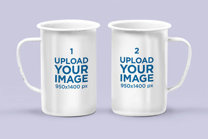 Download Placeit Mockup Of Two 21 Oz Enamel Mugs In Different Positions Against A White Background