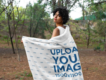Download Placeit Hooded Blanket Mockup Of A Woman Walking In The Woods