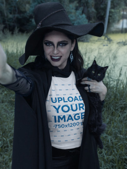 Download Placeit - Ringer T-Shirt Mockup Featuring a Woman Touching ...