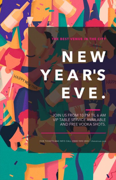 Online Flyer Maker Featuring a New Year's Party Illustration 275h-1863