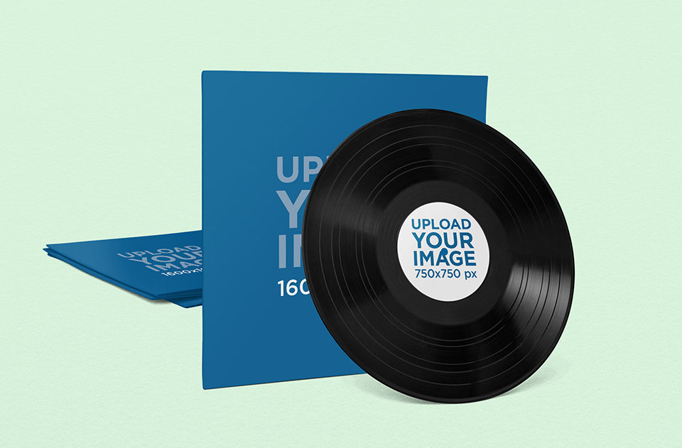 Placeit - Vinyl Album Mockup Featuring a Customizable Background