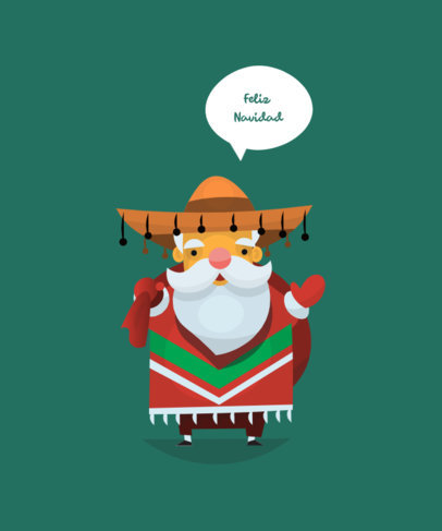 Placeit - T-Shirt Design Maker Featuring a Mexican Santa