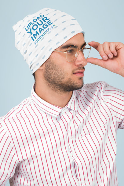 Download Placeit Sublimated Beanie Mockup Featuring A Hipster Guy