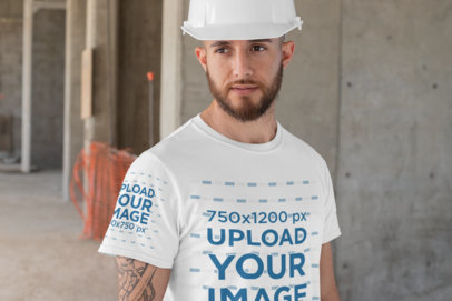 Download Placeit Mockup Of An Engineer Wearing A T Shirt With A Customizable Sleeve