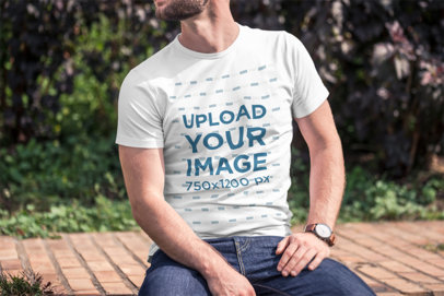 T-Shirt Mockup Featuring a Man on a Sunny Day 2965-el1