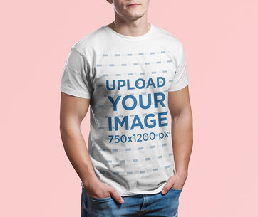 Cropped Face T-Shirt Mockup Featuring a Man at a Studio 2974-el1