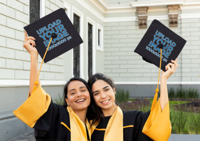Download Placeit Graduation Cap Mockup Featuring Two Friends On Their Graduation Day PSD Mockup Templates