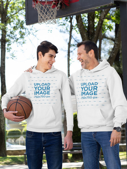 Placeit Pullover Hoodie Mockup Featuring A Father And His Son At