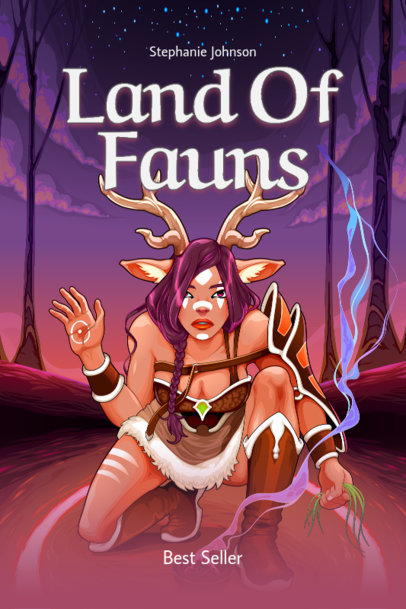 Book Cover Template for a Fantasy Story with a Faun Illustration 499c-el1