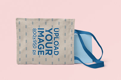 Mockup of an Angled Sublimated Tote Bag with Customizable Strap 3120-el1