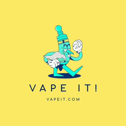 Placeit Vape Shop Logo Maker Featuring A Vaping Pen Character