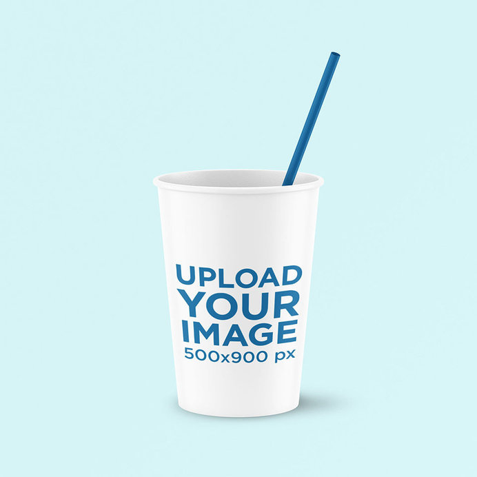 Placeit - Mockup of a Paper Cup with a Straw