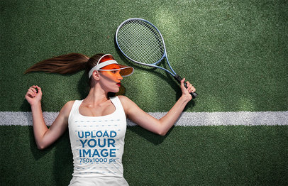 Tank Top Mockup of a Woman Lying on a Tennis Court 34190-r-el2