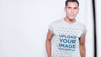 T-Shirt Video of a Man with an Ear Expansion 13505