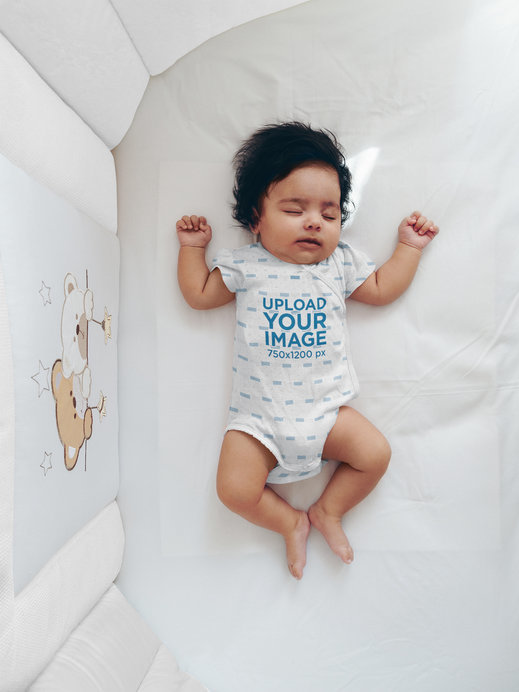 Placeit Onesie Mockup of a Baby Girl Sleeping in Her Crib