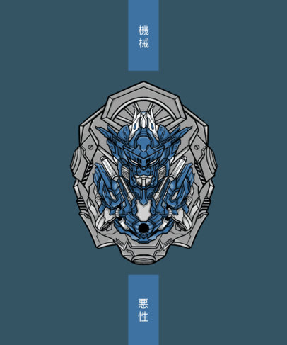 Placeit - T-Shirt Design Maker Featuring a Mecha Illustration