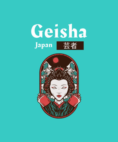 Placeit - Illustrated T-Shirt Design Maker Featuring a Geisha Graphic