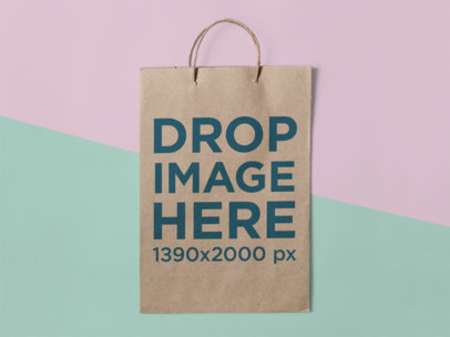 placeit paper bag template lying on a tricolor surface