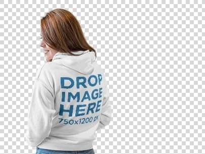 placeit back of a woman wearing a pullover hoodie template pullover hoodie template