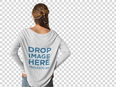 placeit back shot of a woman wearing a bella canvas long sleeve