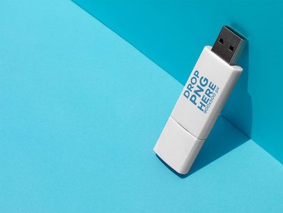 Placeit - White USB Flash Drive Template Standing Against a Sky Blue ...